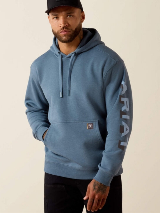 Ariat Other - Ariat Slate Blue Logo Sleeve Pullover Hoodie - Men's